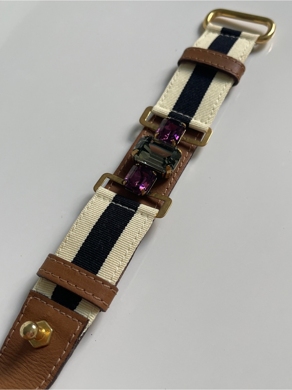 Animale Gold-Tone Strap Accent with Purple and Gray Stones